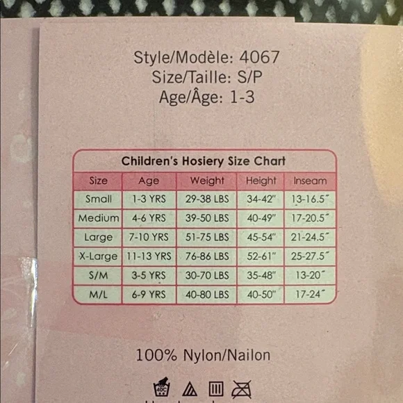 NWT [Enchanted Costumes] Black Fishnet Tights Stockings Nylons Kids S M or XL - Picture 6 of 6